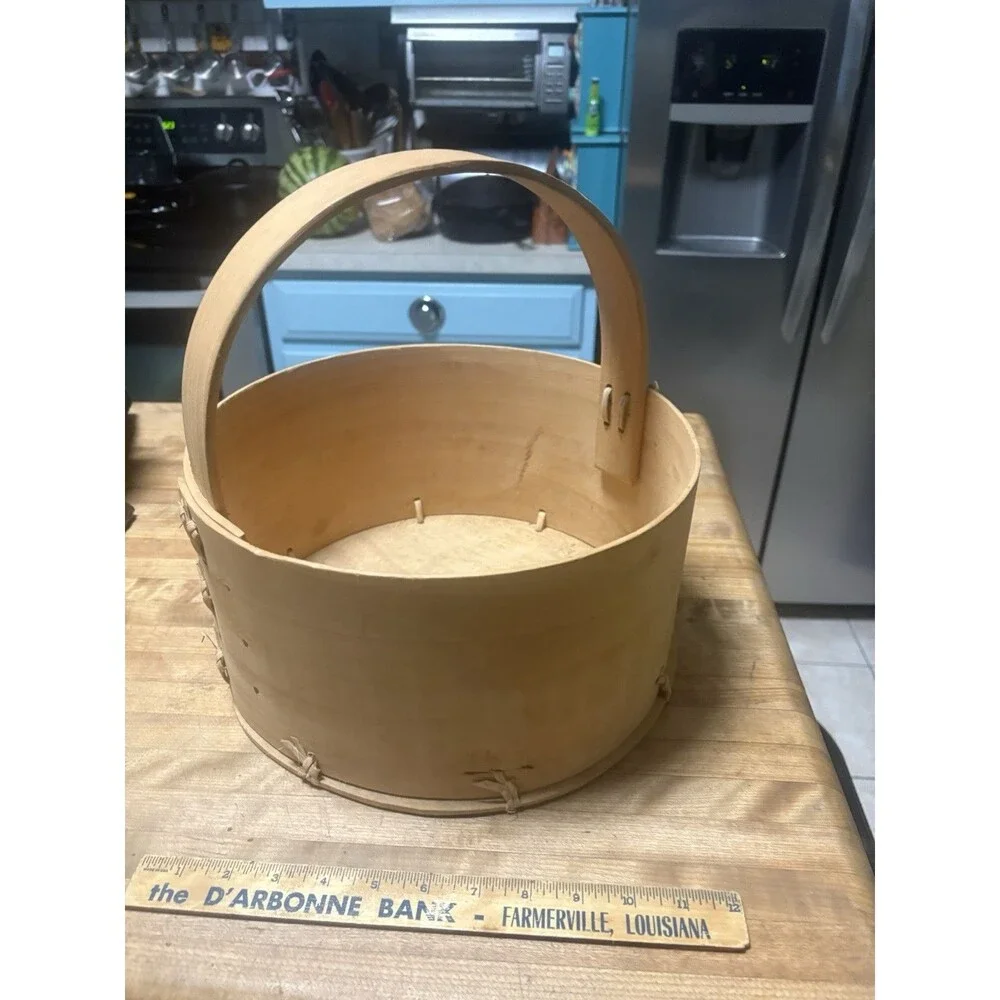 12 Inch Shaker Style Bent Wood Basket with Handle